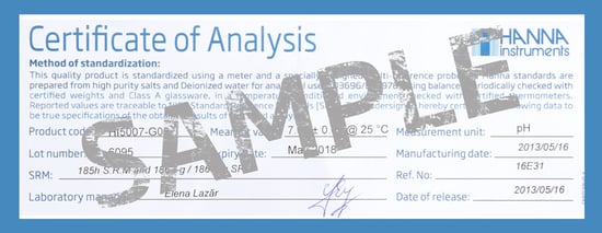 certificate of Analysis